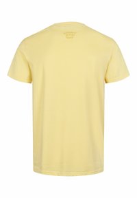 Tricou de bumbac galben cu mâneci scurte. Decolteu rotund. Grafică mică "AUTHENTIC 1890 USPA" imprimată pe partea superioară a spatelui. Textură de țesătură moale.