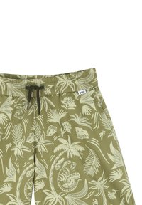 Groene zwembroek met een palmblad- en dierenprint, voorzien van een trekkoord in de taille en een logo-opdruk. Gladde textuur en een ontspannen pasvorm.