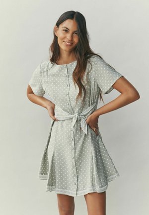 REGULAR FIT - TIE WAIST MINI - Blusenkleid - sage green spot