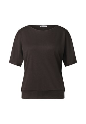 Street One, BASIC SHIRT MIT BOAT NECK UND ELASTIKBUND - T-Shirt basic - black coffee