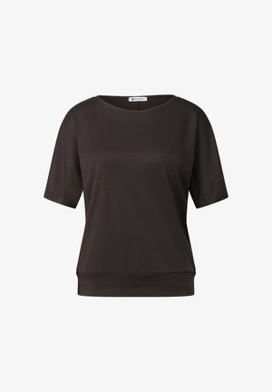 Street One, BASIC SHIRT MIT BOAT NECK UND ELASTIKBUND - T-shirt basic - black coffee