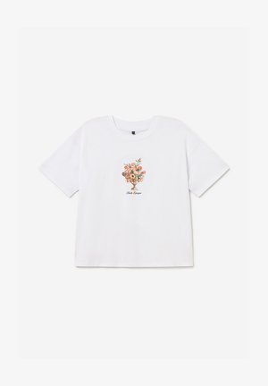 Kaotiko, CROPPED BOUQUET UNISEX - T-shirt imprimé - white