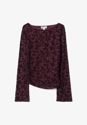 B.ANGEL, T-SHIRT WITH FLOCKED FLORAL MOTIF - Blusa - wine purple