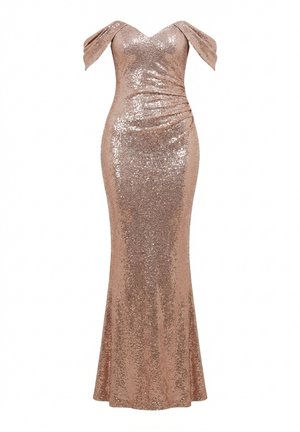 Goddiva, OFF THE SHOULDER SEQUIN WING MAXI DRESS - Robe de cocktail - champagne