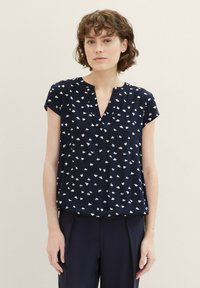 TOM TAILOR Bluse - navy minimal print