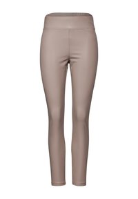 Zachte, aansluitende leggings in een neutrale taupekleur. Gemaakt van soepel, rekbaar materiaal met een hoge tailleband en nette stikdetails.