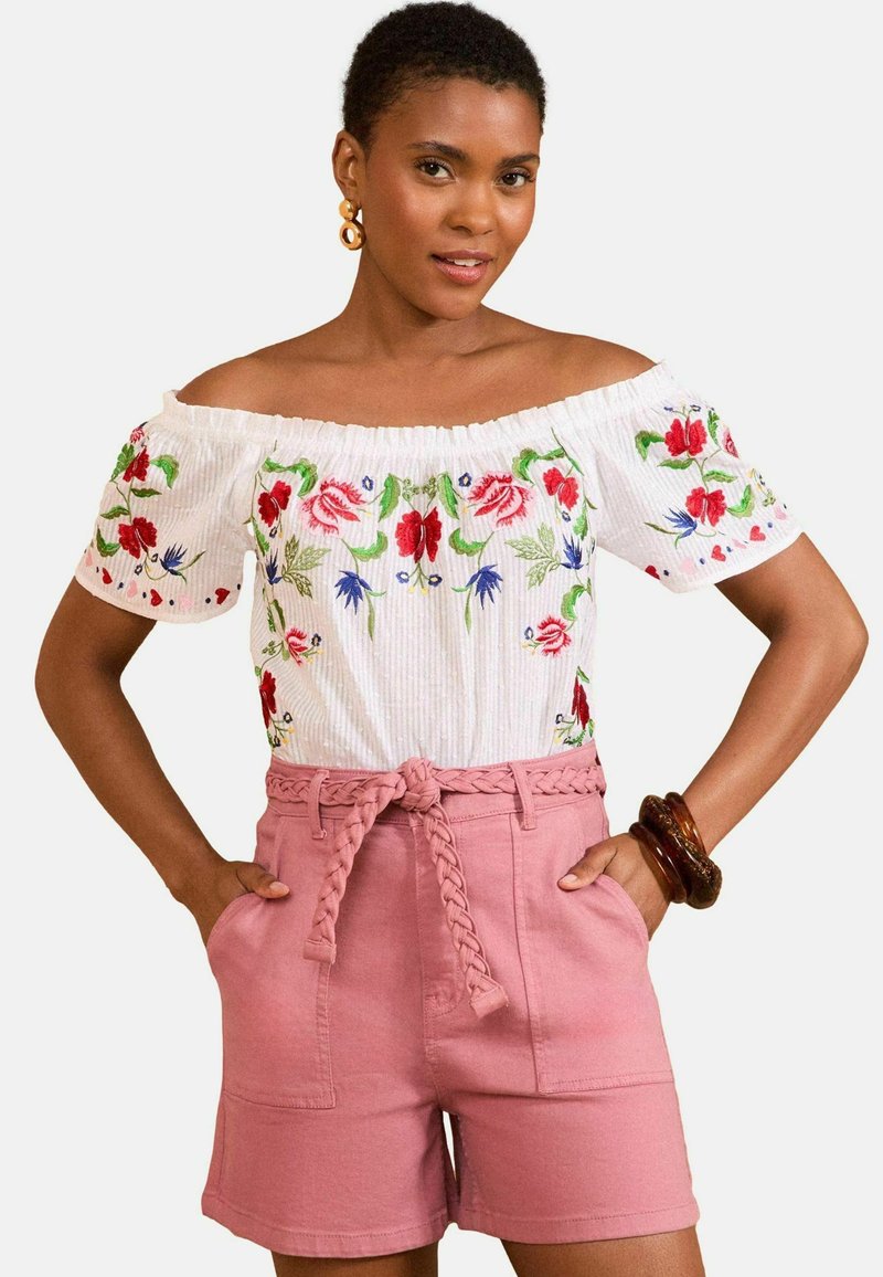 Love & Roses REGULAR FIT - PLAIT BELTED - Kratke hlače iz džinsa - rose pink