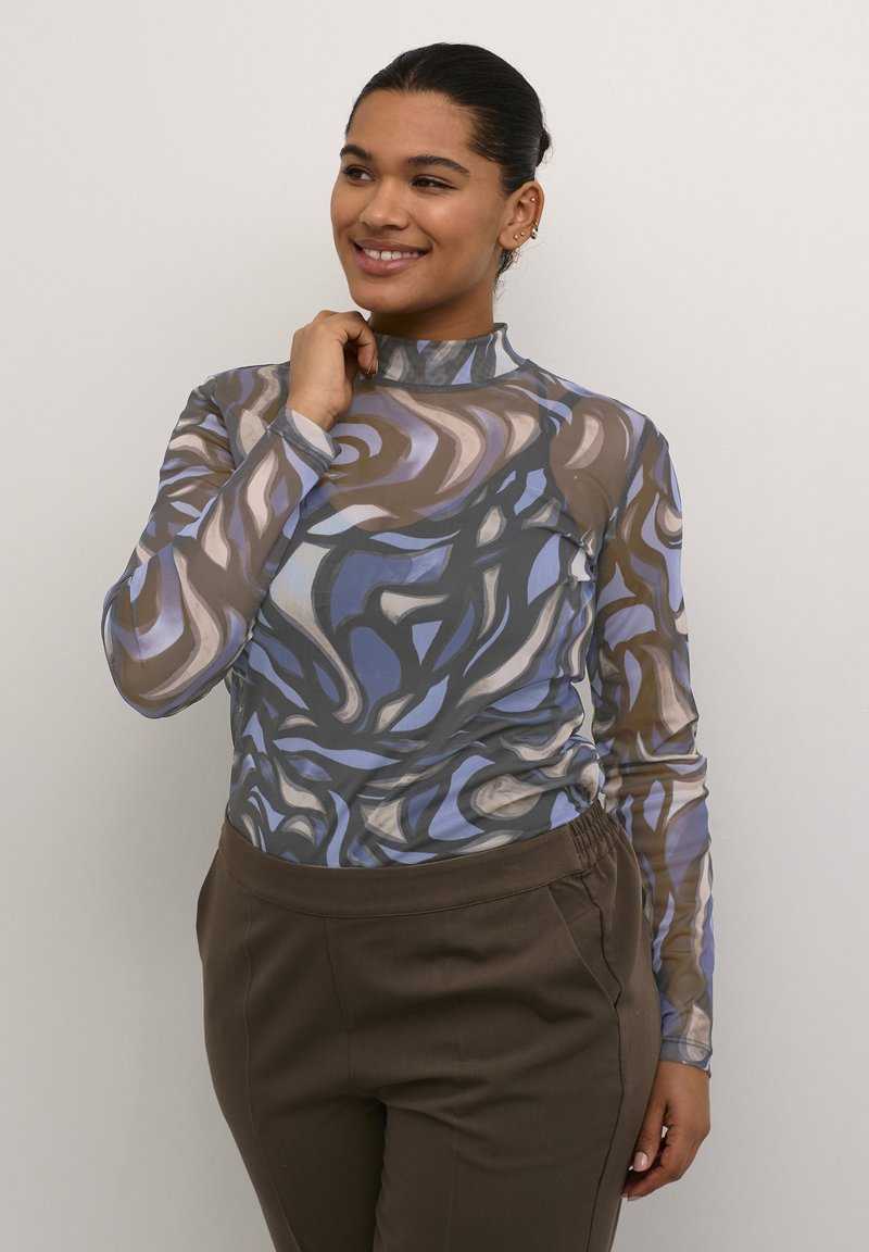 Kaffe Curve JOHANNA - Langarmshirt - blue grey abrstact graphic