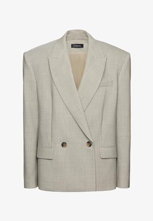 Helebeežid topeltlõikega pintsak sakisäärte, kahe eesnupu, klapiviilude ja rinnataskuga, märgistusega La Mania.