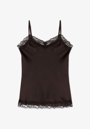 Oltre, TOP LINGERIE CON PIZZO - Undertrøjer - marrone