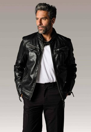 Veste en cuir - black   vernis black