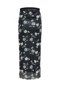 OLMLOURA MESH CALF SKIRT JRS - Pencil φούστα - black aop:cloud dancer flowers