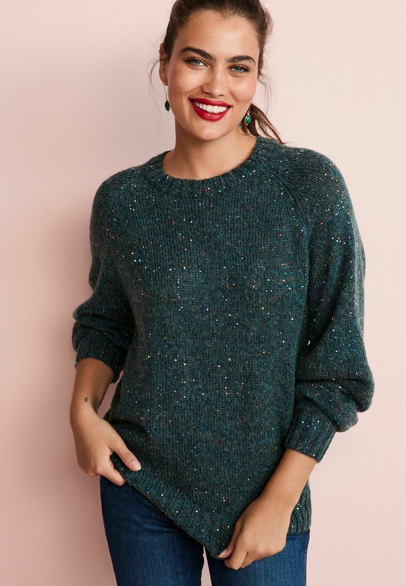 Next SEQUIN STANDARD Strickpullover green/grün Zalando.de