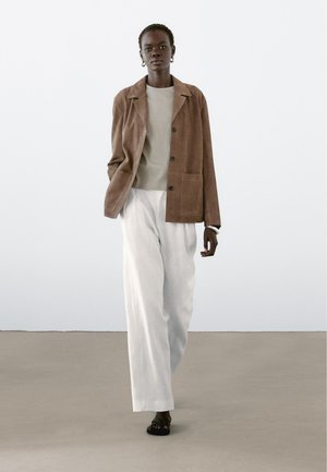 Massimo Dutti FLOWING - Lederjacke - mottled brown