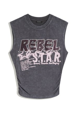 Bershka, SLEEVELESS - PRINT T-SHIRT - Débardeur - grey