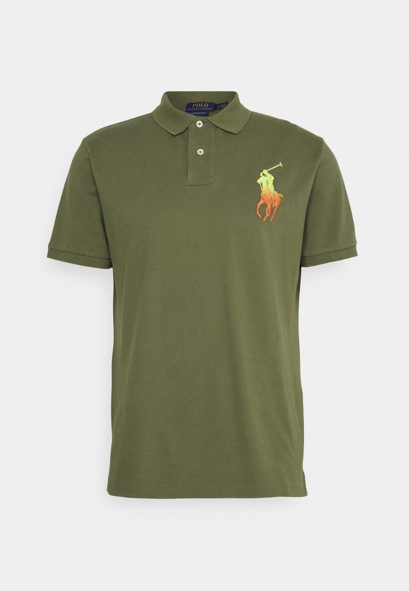 brown and green polo shirt