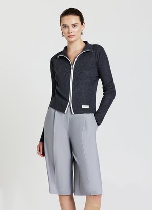 WITH ZIP CONTRAST PROFILE - Cardigan - grigio antracite melange