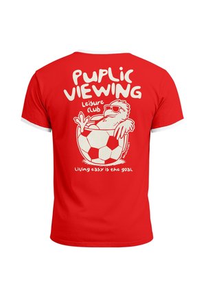 Neverless, HERREN T-SHIRT RETRO KONTRASTBUND - SOCCER PUBLIC VIEWING - - Print T-shirt - rot-weiß