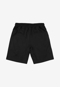 Czarne spodenki sportowe o gładkiej teksturze, z elastycznym pasem w talii i pojedynczą tylną kieszenią. Zaprojektowane z myślą o komforcie i swobodzie ruchów.