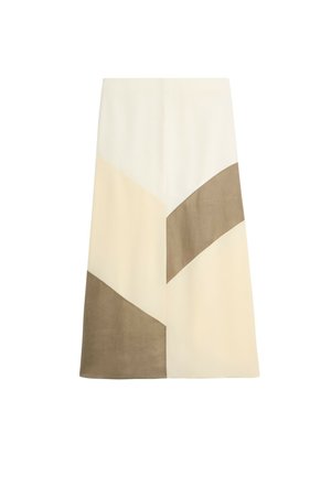 Massimo Dutti, FLOWING MIDI SKIRT WITH CONTRAST DETAIL - A-Linien-Rock - white