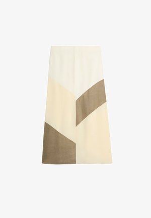 Massimo Dutti, FLOWING MIDI SKIRT WITH CONTRAST DETAIL - A-snit nederdel - white