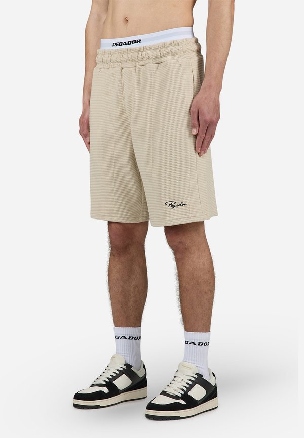 SIGNAR WAFFLE SHORTS - Tracksuit bottoms - washed light beige