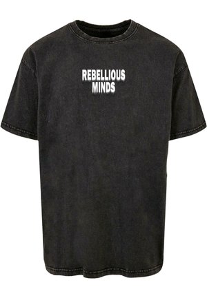 REBELLIOUS MINDS ACID WASHED - T-Shirt print - black