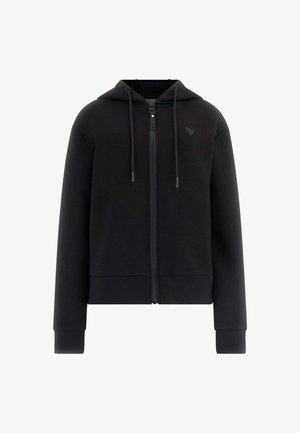 Guess DREIECKLOGO - Majica s kapuljačom i patentnim zatvaračem - schwarz