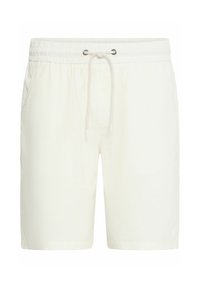 Hvide bomulds shorts med elastisk talje, justerbar snor og sidelommer. Glat tekstur og afslappet pasform.