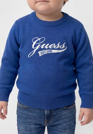 Guess, PULLOVER MIT GEDRUCKTEM LOGO - Maglione - mehrfarbig grundton blau