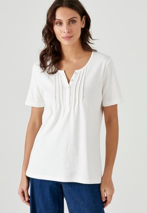 Damart COL TUNISIEN - Camiseta estampada - Off-White