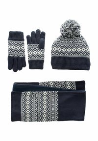 Unselected, navy blue fairisle pattern