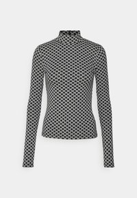 Maglia a maniche lunghe con collo alto caratterizzata da un motivo a scacchi bianco e nero, vestibilità slim e tessuto morbido e elasticizzato per il massimo comfort.