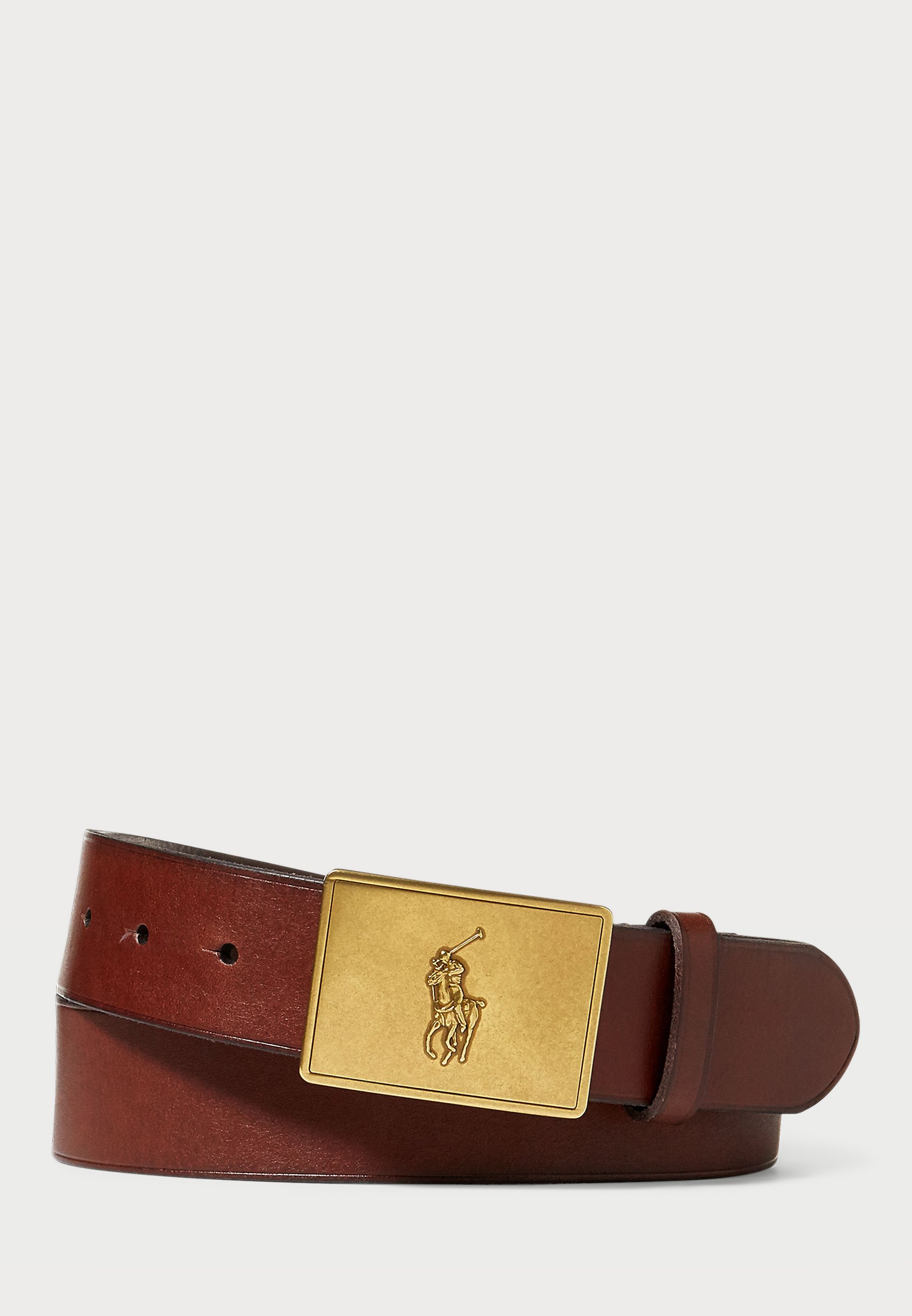 Polo Ralph Lauren PONY PLAQUE LEATHER BELT Cinturón brown