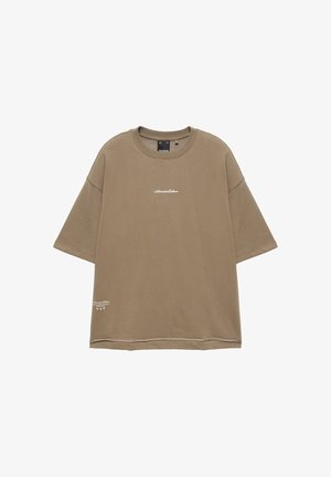 PULL&BEAR, RELAXED FIT SHORT SLEEVE - SWEATSHIRT - T-shirt imprimé - mottled brown