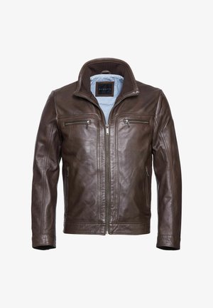 MATTI - Leather jacket - dunkelbraun