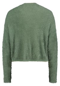 Flausiger, hellgrüner, kurz geschnittener Pullover mit langen Ärmeln, der eine weiche Textur und einen lässigen Schnitt bietet, ideal zum Schichten oder für die Freizeit.
