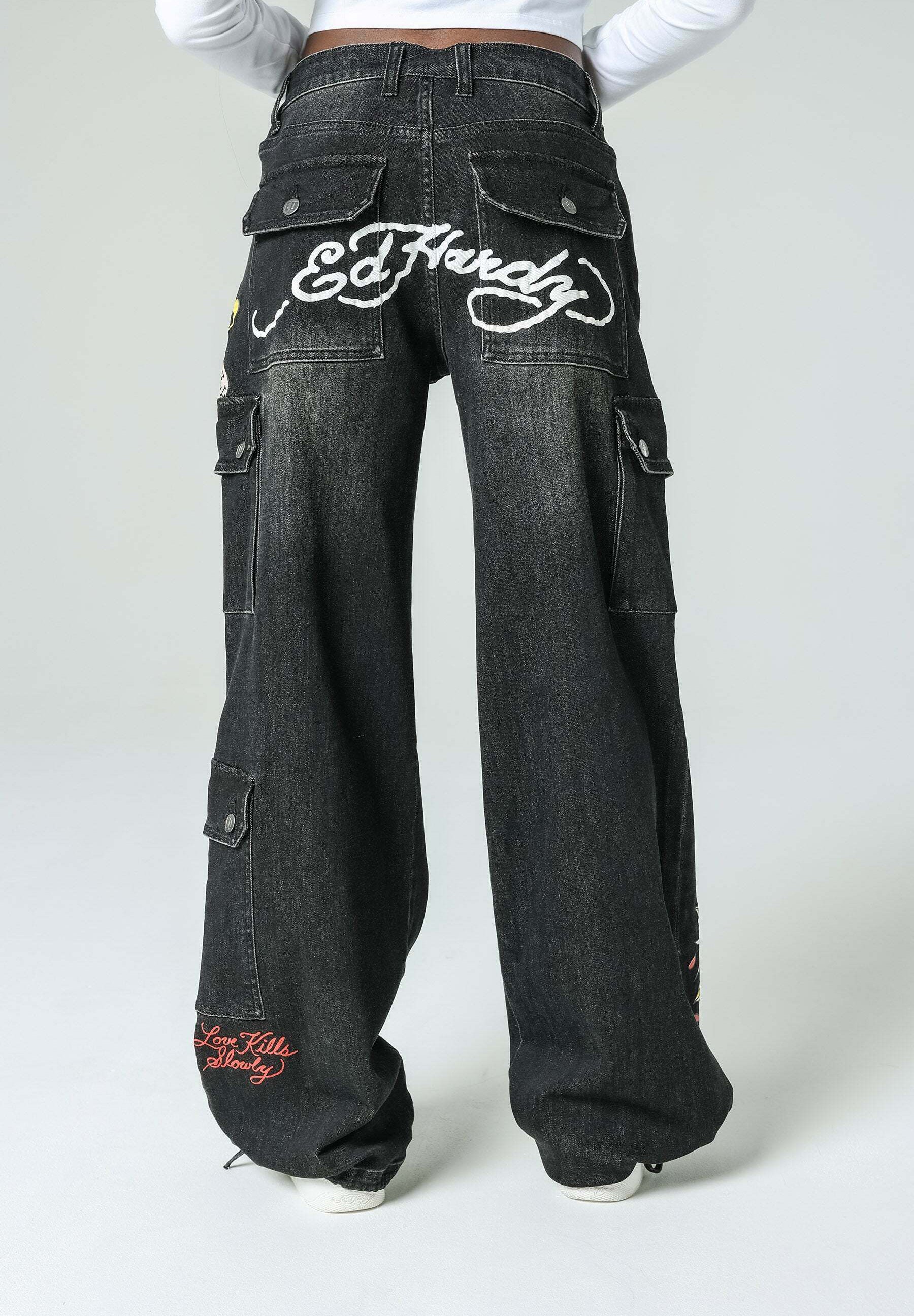 Ed Hardy LOVE-KILLS - Flared Jeans - washed black/zwart - Zalando.nl