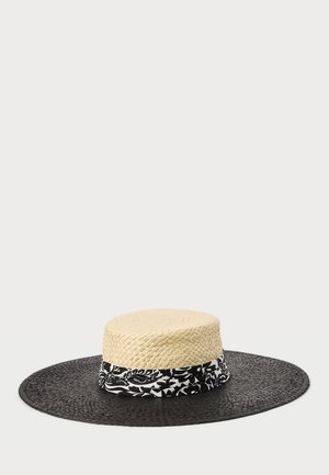 Lauren Ralph Lauren TWO TONE RIBBON TRIM STRAW SUN HAT - Cappello - black/beige