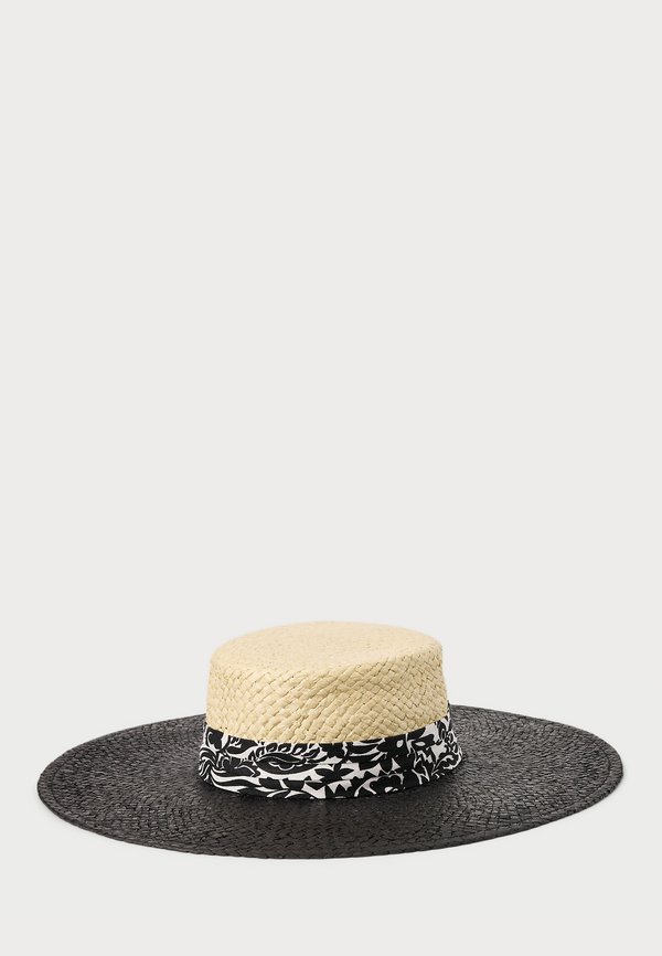 TWO TONE RIBBON TRIM STRAW SUN HAT - Hat
