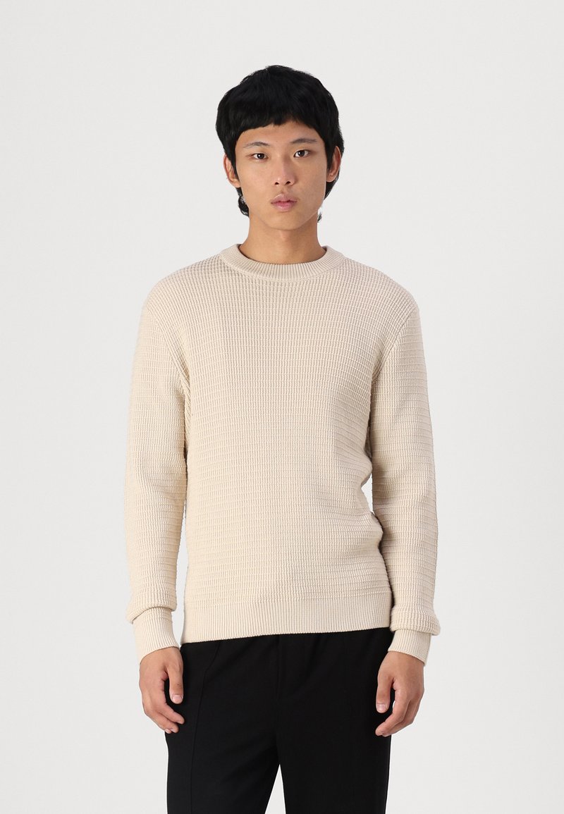 Selected Homme SLHTHEO  STRUCTURE CREW NECK - Pulóver - oatmeal