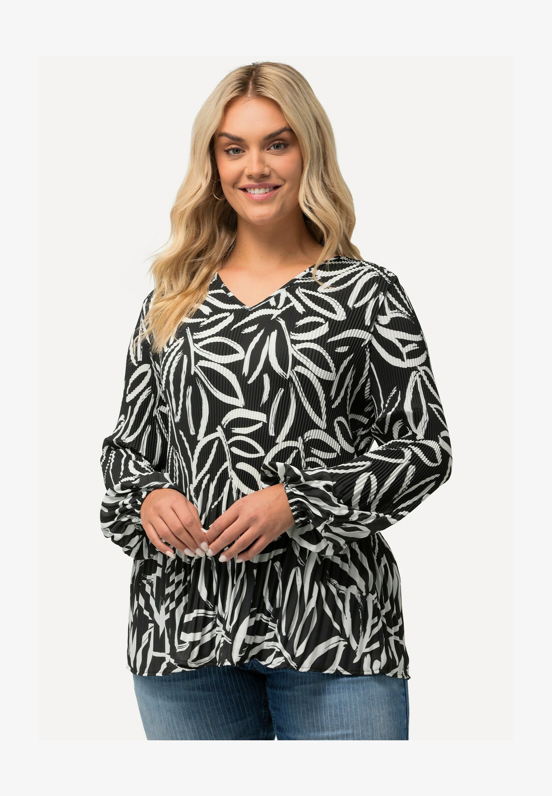 Ulla Popken Maglia Donna A Righe - Fit Classico In Puro Cotone - Scollo Rotondo E Maniche 3/4