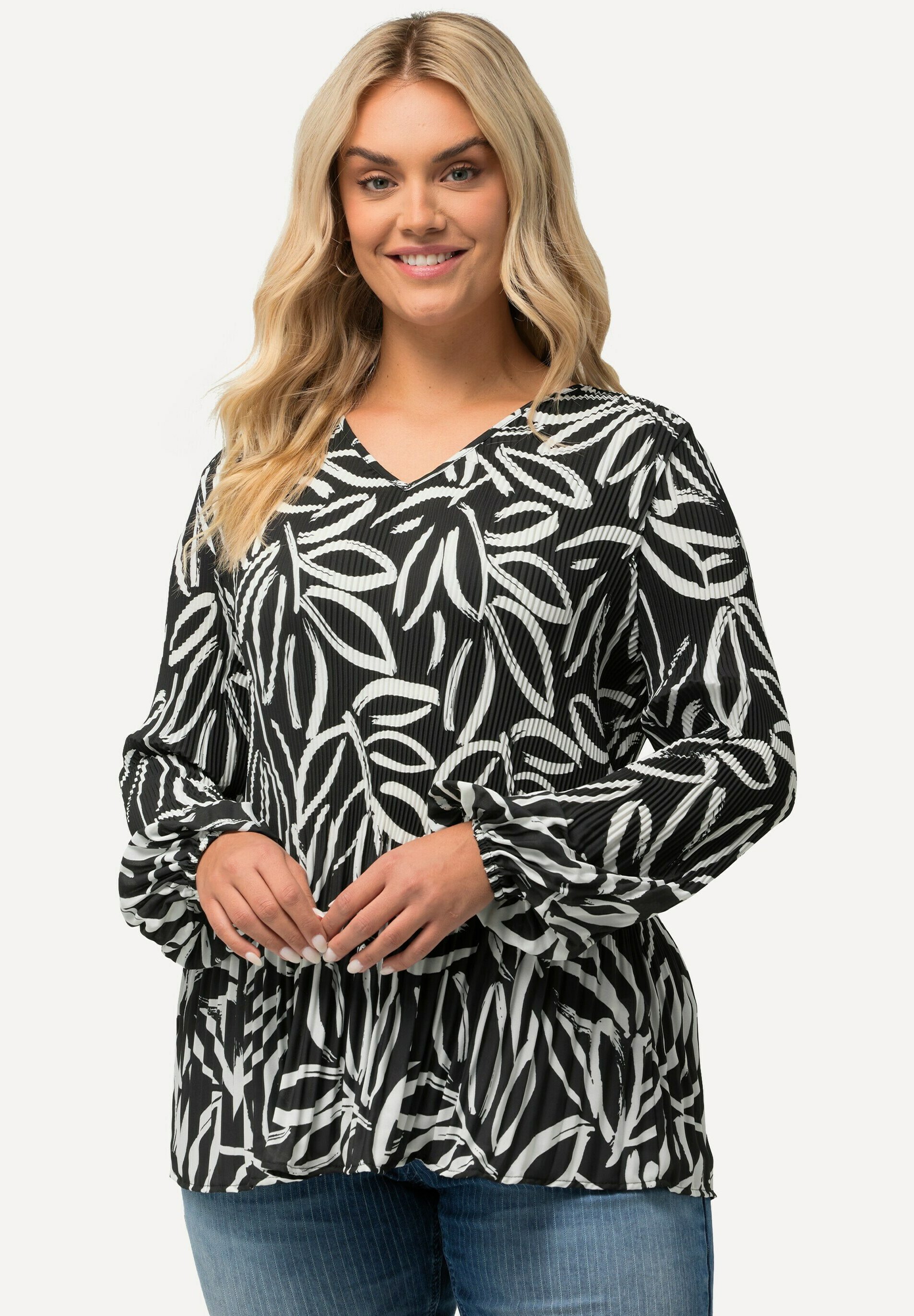 Ulla Popken Maglia Donna A Righe - Fit Classico In Puro Cotone - Scollo Rotondo E Maniche 3/4