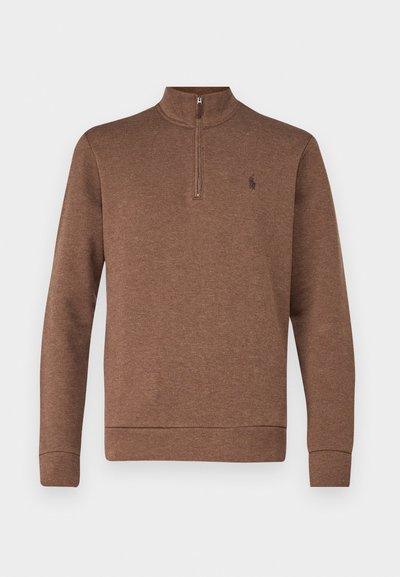 Polo Ralph Lauren DOUBLE-KNIT QUARTER-ZIP PULLOVER - Hosszú ujjú felső - nutmeg brown