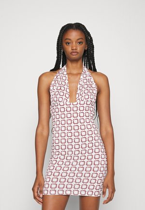 HALTERNECK PRINT DRESS - Vestido de malha - brown square