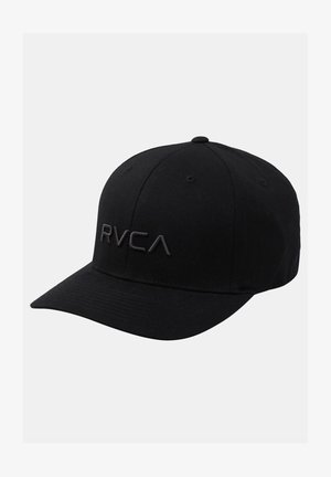 Cappellino da baseball nero in cotone, con logo RVCA cucito di una tonalità leggermente più scura. Coroncina strutturata e visiera curvata.
