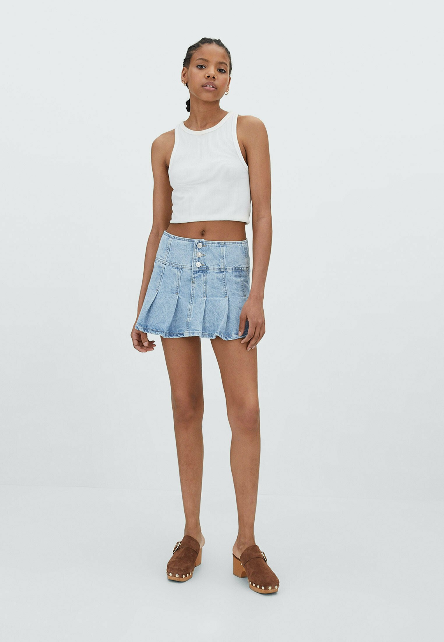 Stradivarius Gonna a pieghe - light/blue denim/carta da zucchero -  Zalando.it