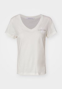 MONOLOGO V NECK TEE - T-shirts med print - ivory