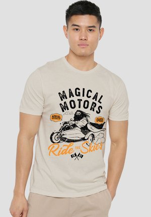 Harry Potter, HARRY POTTER HAGRID MAGICAL MOTORS RIDE THE SKIES - Print T-shirt - mottled beige