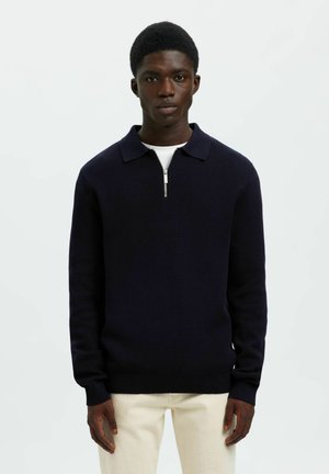 SLHDANE LS STRUC HALF ZIP NOOS - Strickpullover - sky captain